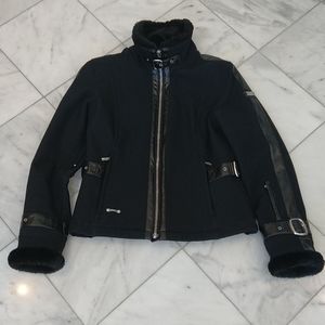 Spyder black moto style ski jacket/coat
